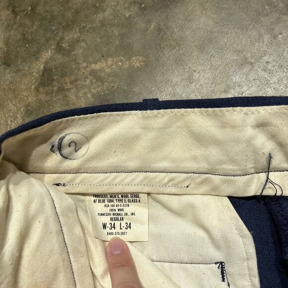 Vintage 60s US Air Force Navy Wool Military Trousers 33x28 - Picture 5 of 5